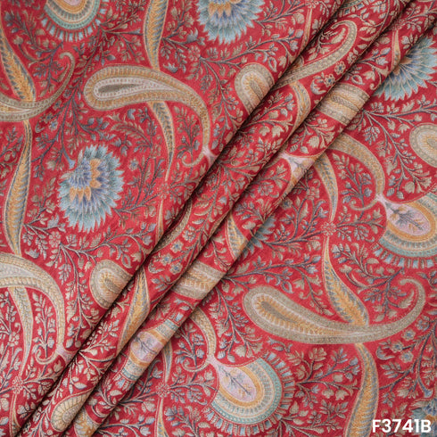 Positional Print Jacquard Silk Fabric-F3741